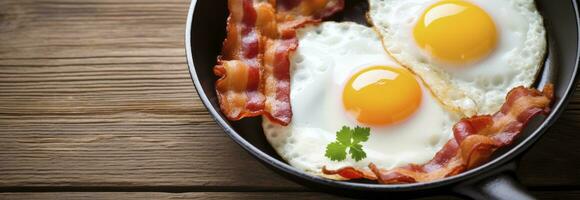 ai generado frito huevos y tocino. ai generado foto