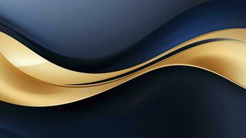 AI generated Gold and navy blue waves abstract. AI Generated. photo