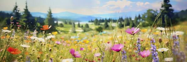 AI generated Idyllic Meadow on summer. AI Generated photo