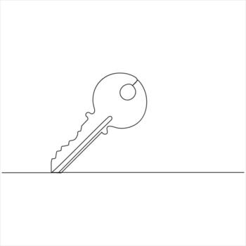 House lock key continuous one line vector art illustration and single outline simple  key  design
