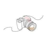 Camera single continuous line drawing. Continuous line draw design graphic vector illustration