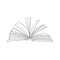 book continuous one  line drawing. open book with flying pages. Vector illustration