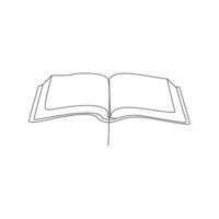 book continuous one  line drawing. open book with flying pages. Vector illustration