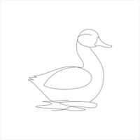 A duck Continuous single line drawing vector illustration. Continuous outline of Animal bird icon.