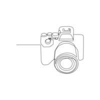 Camera single continuous line drawing. Continuous line draw design graphic vector illustration