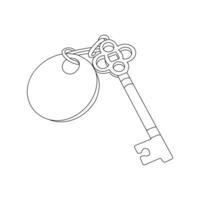 House lock key continuous one line vector art illustration and single outline simple  key  design