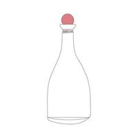 botella continuo línea dibujo. vino botella lineal icono. uno línea dibujo antecedentes. vector ilustración