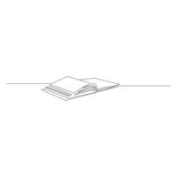 book continuous one  line drawing. open book with flying pages. Vector illustration