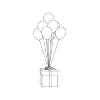 Balloon continuous Single line art, One sketch outline drawing vector illustration