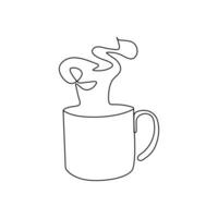 Coffee cup Continuous One line drawing. Line continuous drawing. Vector illustration