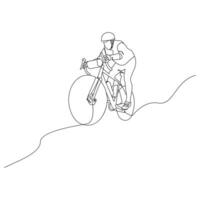 bicycle Single continuous line drawing . Trendy one line draw design vector illustration