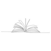 book continuous one  line drawing. open book with flying pages. Vector illustration