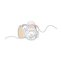Camera single continuous line drawing. Continuous line draw design graphic vector illustration