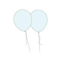 Balloon continuous Single line art, One sketch outline drawing vector illustration