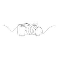 Camera single continuous line drawing. Continuous line draw design graphic vector illustration