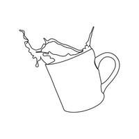 Coffee cup Continuous One line drawing. Line continuous drawing. Vector illustration