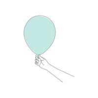 Balloon continuous Single line art, One sketch outline drawing vector illustration