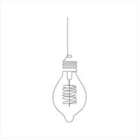 Light bulb continuous single line drawing. line art vector illustration