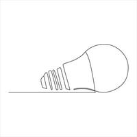 Light bulb continuous single line drawing. line art vector illustration