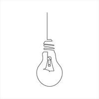 Light bulb continuous single line drawing. line art vector illustration