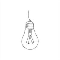 Light bulb continuous single line drawing. line art vector illustration