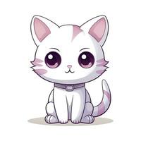 ai generado linda kawaii gato clipart icono blanco antecedentes. ai generado foto