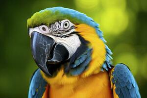 AI generated Blue and yellow macaw parrot. AI Generated photo