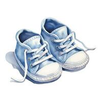 AI generated Watercolor newborn small shoes isolated white background. AI Generated photo