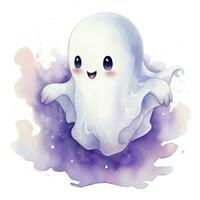 AI generated The watercolor cute ghost on white background. AI Generated photo