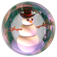 3D render of a snow covered fir tree inside a round glass container png