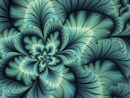 AI generated Aqua and Green psychedelic fractal.  AI Generated photo