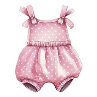 AI generated Pink baby girl romper in watercolors on a white background. AI Generated photo