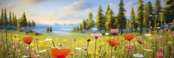 AI generated Idyllic Meadow on summer. AI Generated photo