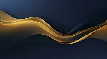 AI generated Gold and navy blue waves abstract. AI Generated. photo