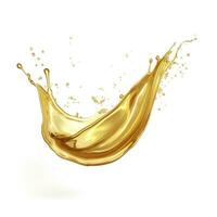 AI generated Golden Oil or Cosmetic essence splash isolated on white background, 3d illustration. AI Generated photo