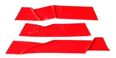 Red adhesive vinyl tape stripes in set isolated with clipping path in png file format. Top view and flat lay