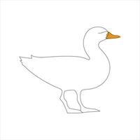 A duck Continuous single line drawing vector illustration. Continuous outline of Animal bird icon.