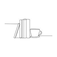 book continuous one  line drawing. open book with flying pages. Vector illustration