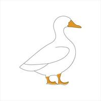 A duck Continuous single line drawing vector illustration. Continuous outline of Animal bird icon.