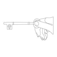 hand holds the keys  in Continuous one line drawing. House Key simple line art vector design