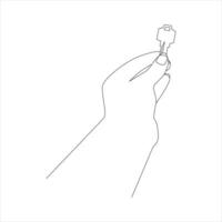 hand holds the keys  in Continuous one line drawing. House Key simple line art vector design