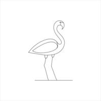 heron bird Single continuous line drawing Stork bird in flight black linear sketch isolated on white background. Vector illustration