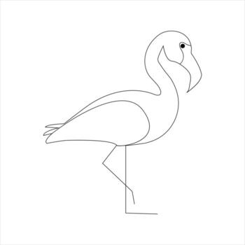 heron bird Single continuous line drawing Stork bird in flight black linear sketch isolated on white background. Vector illustration