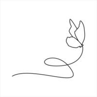 Butterfly continuous One line drawing. Vector illustration of various insect forms in trendy outline style