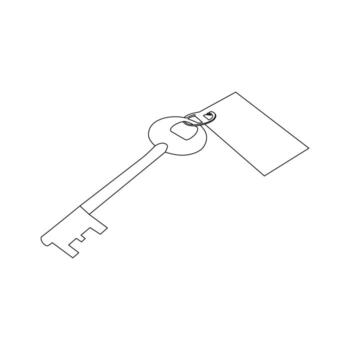 House lock key continuous one line vector art illustration and single outline simple  key  design