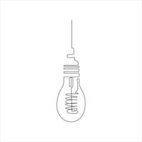 Light bulb continuous single line drawing. line art vector illustration