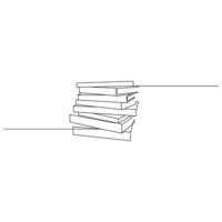 book continuous one  line drawing. open book with flying pages. Vector illustration