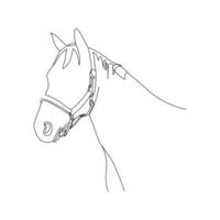 Horse in continuous line art drawing. Horse logo. Black and white vector illustration
