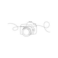 Camera single continuous line drawing. Continuous line draw design graphic vector illustration