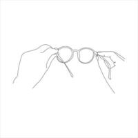 Glasses single continuous line art drawing vector. One line Glasses vector background. Protection eye from sun. Vector illustration